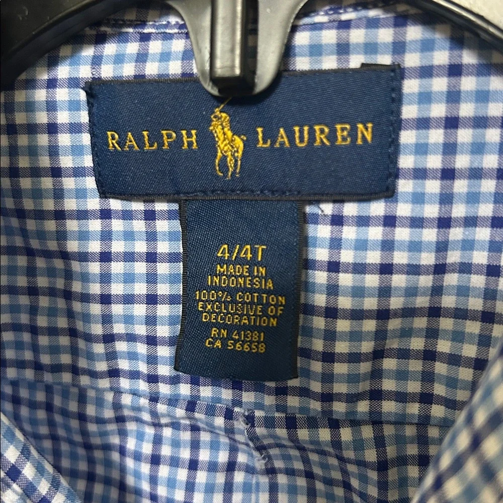 Ralph Lauren Boys Blue & White Gingham Button-Down Shirt